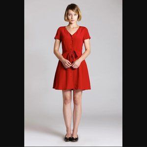 L'ecole Des Femmes Little Red Dress, 100% Silk, Sz 6, EUC